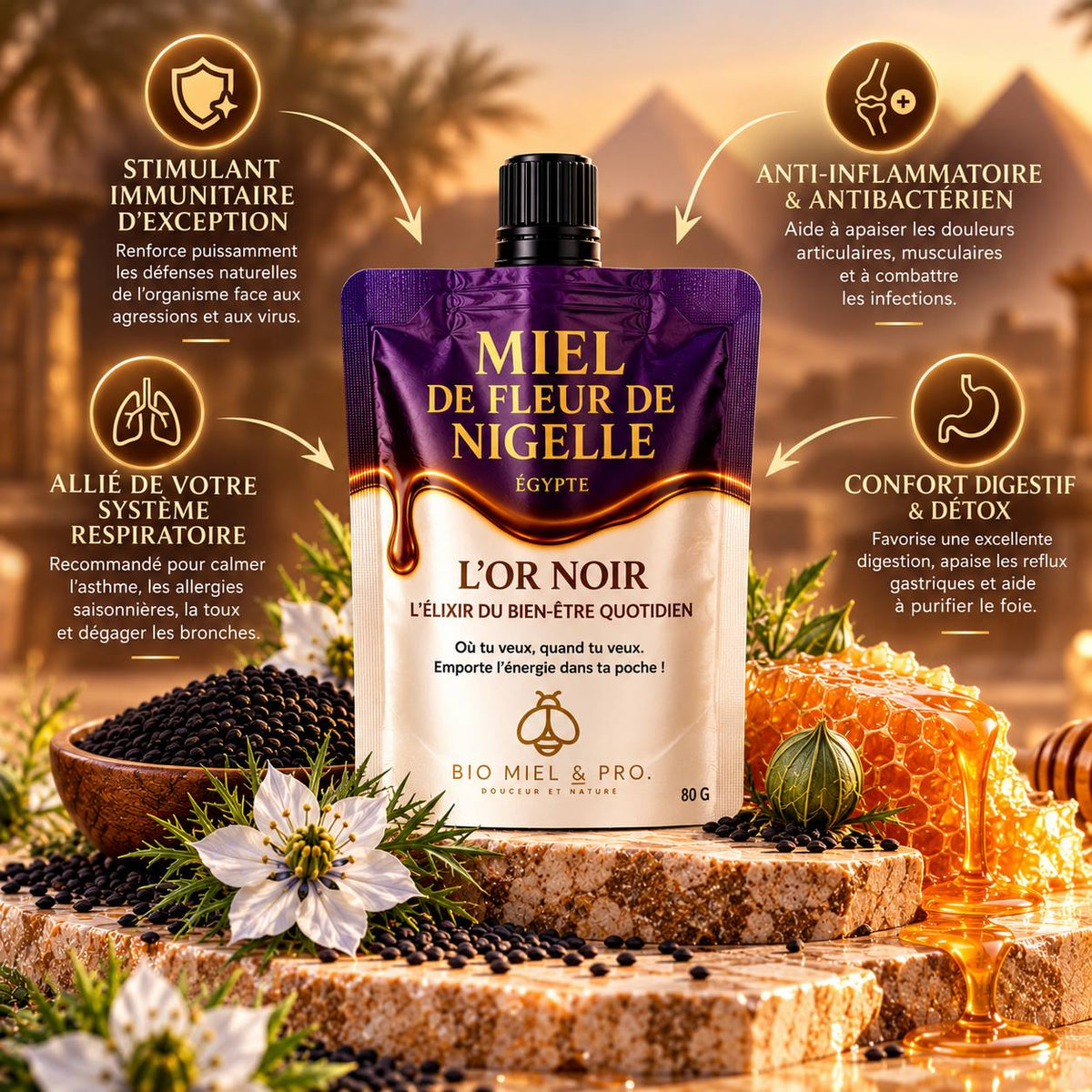 Miel de nigelle – Format nomade 80 g
