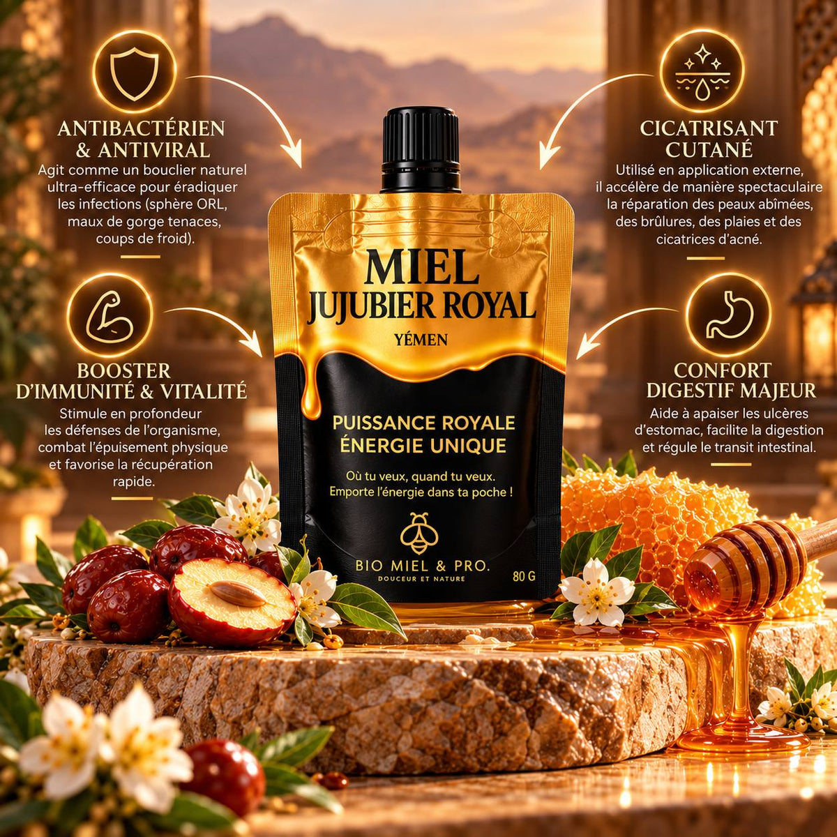 Miel de jujubier royal du Yémen – Format nomade 80 g