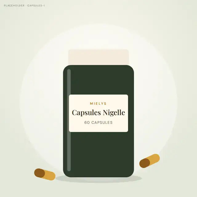 Pilulier de capsules d’huile de nigelle (visuel placeholder)